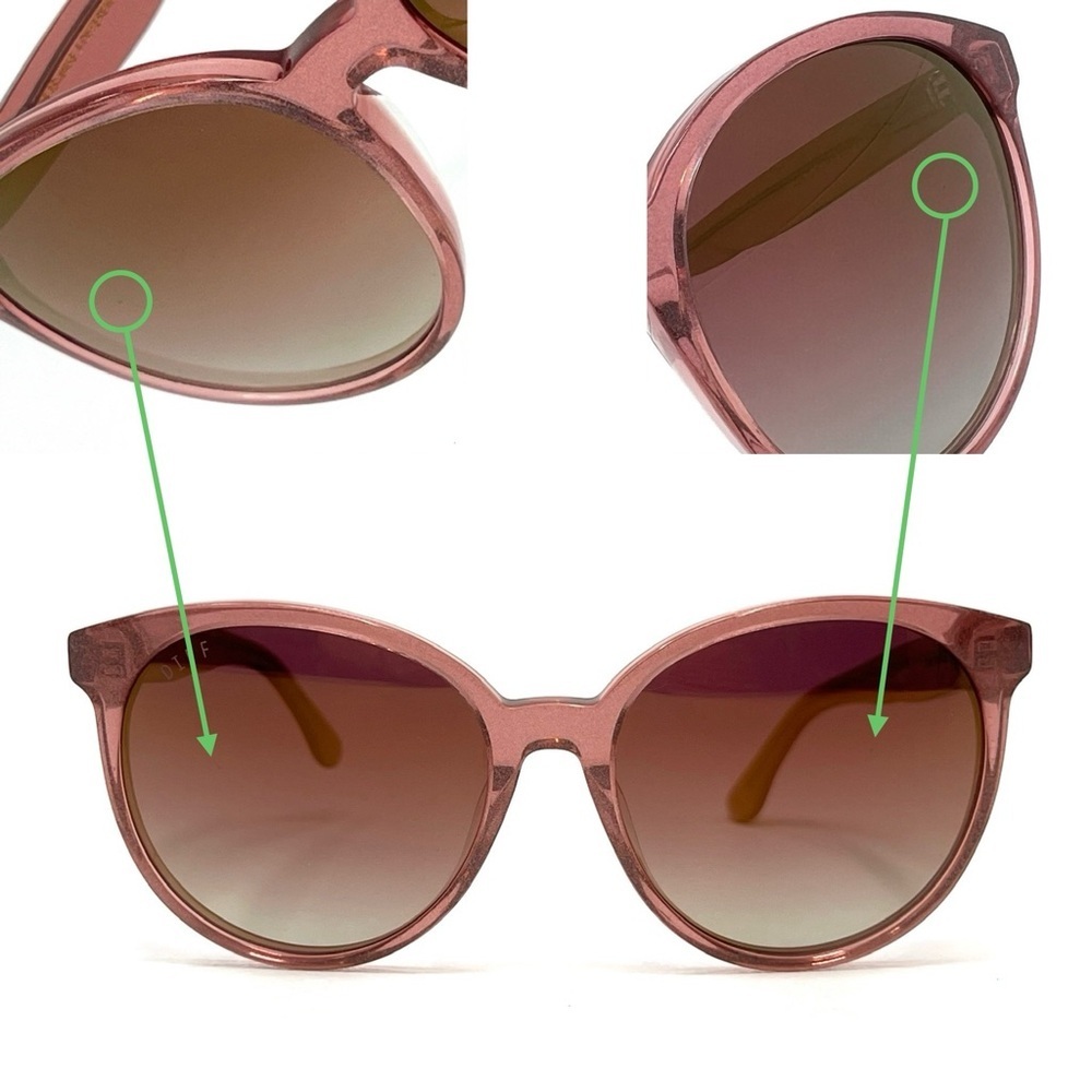Diff Cosmo Polarized Sunglasses Full Rim Round Frames Pink Sparkle UVA/UVB TB40B - Picture 8 of 9